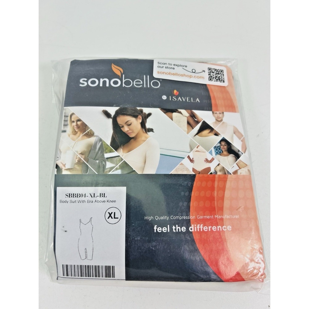 Sonobello Womens XL 2nd Stage Mid-Thigh Compression Bodysuit w/Bra SBBB04-XL-BL‎